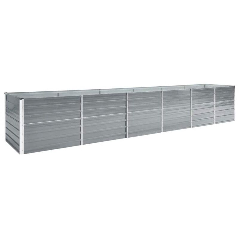 vidaXL Arriate de jardín de acero galvanizado gris 480x80x77 cm - Gris