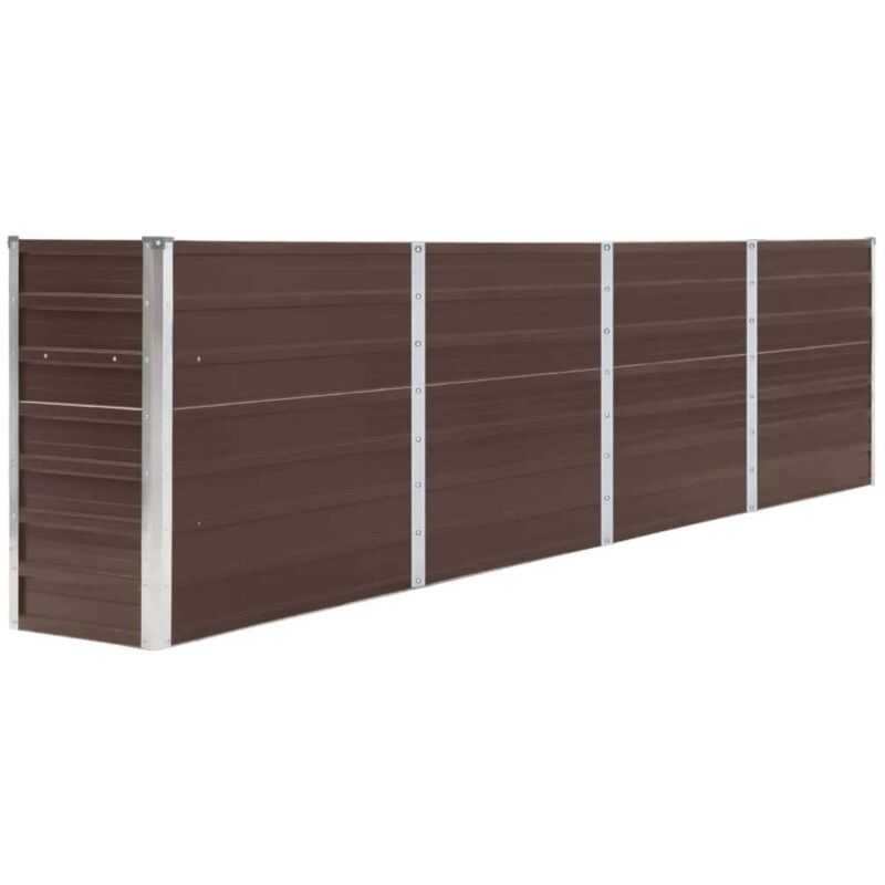 vidaXL Jardinera elevada de acero galvanizado marrón 320x40x77 cm - Marrón