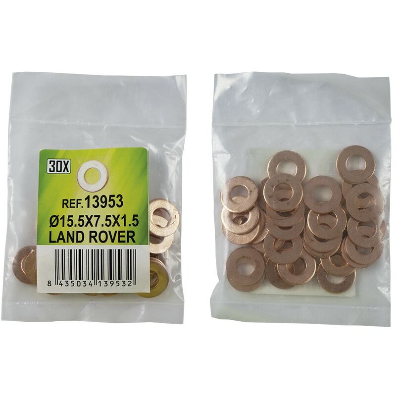 13953 BOLSA DE 30 ARANDELAS DE COBRE PARA INYECTORES - Ø15.5x7.5x1.5 - LAND ROVER (REF. 53464) - JBM
13953 BOLSA DE 30 ARANDELAS DE COBRE PARA INYECTORES - Ø15.5x7.5x1.5 - LAND ROVER (REF. 53464) - JBM