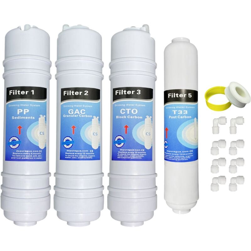 Hidrotek - Juego 4 filtros ósmosis inversa tipo CS