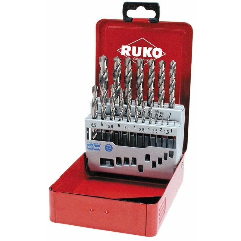 215214 - Juego de brocas DIN 338 Tipo N HSS-Cobalto rectificadas con split point - 19 piezas - Ruko
215214 - Juego de brocas DIN 338 Tipo N HSS-Cobalto rectificadas con split point - 19 piezas - Ruko