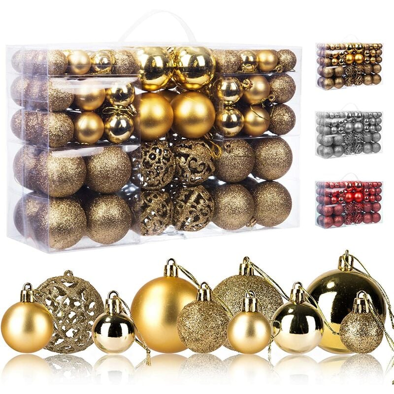 Juego de 100 bolas de árbol de Navidad, brillante, mate y con purpurina, bola de árbol de Navidad, bola de decoración navideña, bola de Navidad
Juego de 100 bolas de árbol de Navidad, brillante, mate y con purpurina, bola de árbol de Navidad, bola de decoración navideña, bola de Navidad