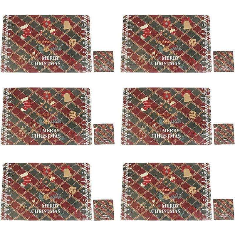 Juego de 12 tapetes navideños, tapetes con estampado de PVC resistentes al aceite resistentes al calor, tapete de decoración de mesa lavable para la
Juego de 12 tapetes navideños, tapetes con estampado de PVC resistentes al aceite resistentes al calor, tapete de decoración de mesa lavable para la