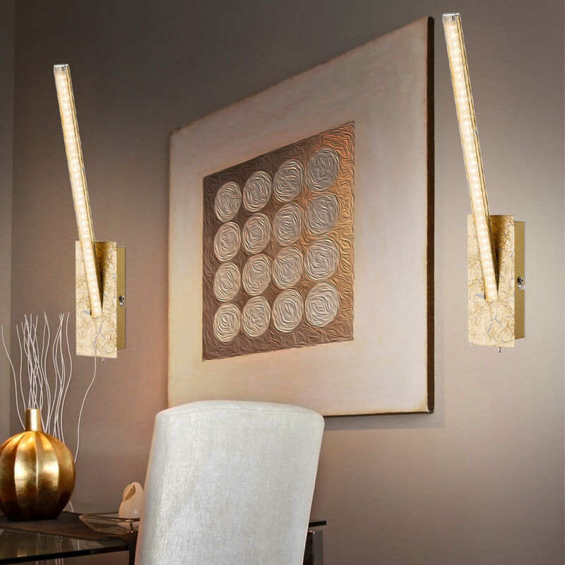 Lámpara de pared LED Lámpara de pared de diseño de cristal en oro lámpara de pasillo, 1x6W 420lm 3000K, An x Al x P 6,2 x 35 x 10,5 cm, juego de 2
Lámpara de pared LED Lámpara de pared de diseño de cristal en oro lámpara de pasillo, 1x6W 420lm 3000K, An x Al x P 6,2 x 35 x 10,5 cm, juego de 2