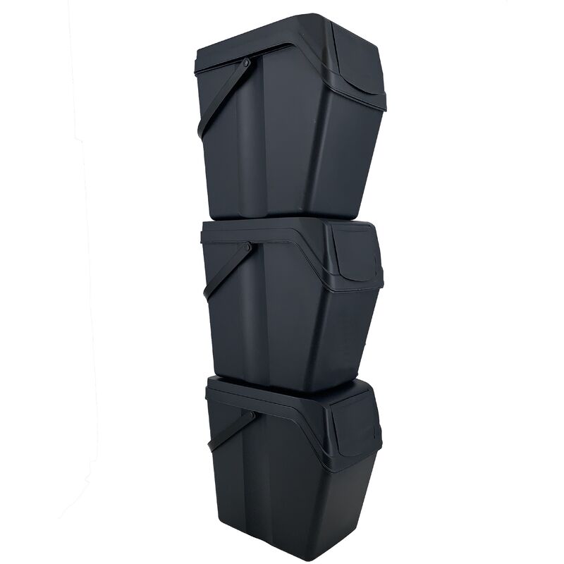 Juego de 3 cubos de reciclaje con capacidad de 75 litros de compartimento en color negro
Juego de 3 cubos de reciclaje con capacidad de 75 litros de compartimento en color negro