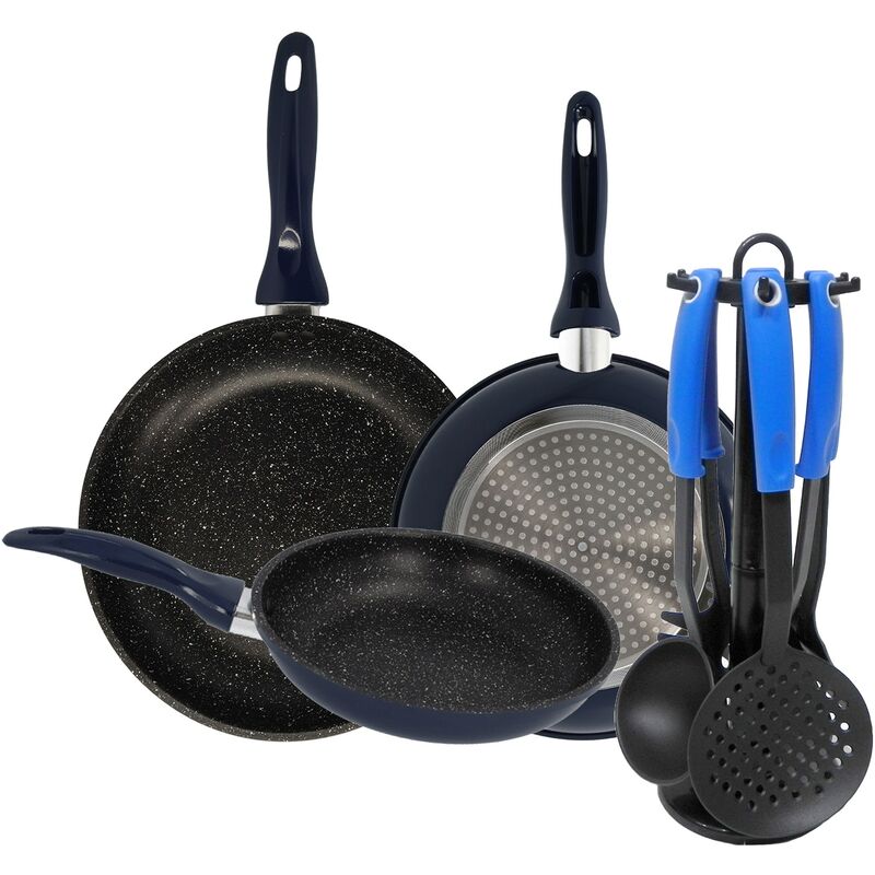 Juego de 3 sartenes de Ø18, Ø20 y Ø24 cm, aptas para inducción + 6 utensilios de cocina con soporte
Juego de 3 sartenes de Ø18, Ø20 y Ø24 cm, aptas para inducción + 6 utensilios de cocina con soporte