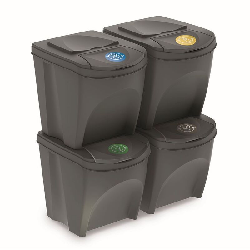 Juego de 4 cubos de reciclaje 100L Sortibox de plastico en color gris - Prosperplast
Juego de 4 cubos de reciclaje 100L Sortibox de plastico en color gris - Prosperplast