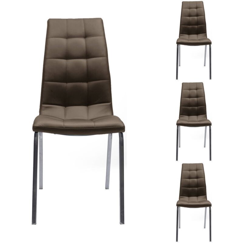 Juego de 4 Sillas de comedor ALEX tapizadas en polipiel y patas de metal cromadas | MARRON - MARRON
Juego de 4 Sillas de comedor ALEX tapizadas en polipiel y patas de metal cromadas | MARRON - MARRON