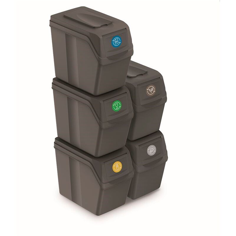 Juego de 5 cubos de reciclaje 100L Sortibox de plastico en color gris - Prosperplast
Juego de 5 cubos de reciclaje 100L Sortibox de plastico en color gris - Prosperplast