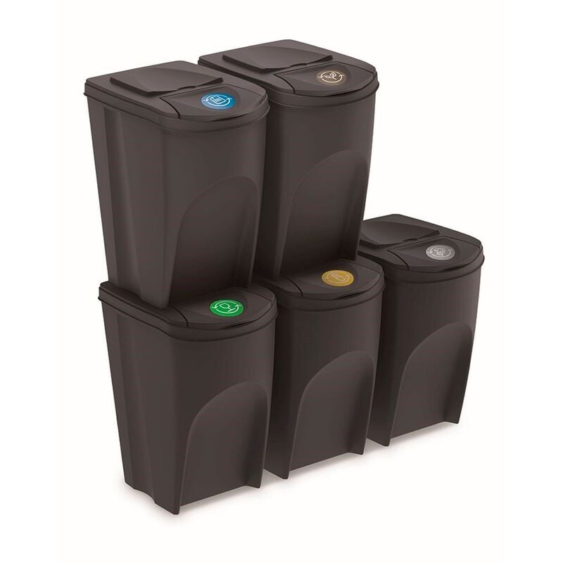 Juego de 5 cubos de reciclaje 175L Prosperplast Sortibox de plastico en color antracita
Juego de 5 cubos de reciclaje 175L Prosperplast Sortibox de plastico en color antracita