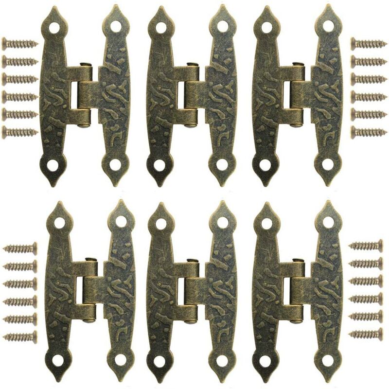 Juego de 6 bisagras de metal en metal patinado Para armarios, puertas de armario, arcones, cajas Estilo rústico rústico 65 x 33 mm bronce
Juego de 6 bisagras de metal en metal patinado Para armarios, puertas de armario, arcones, cajas Estilo rústico rústico 65 x 33 mm bronce