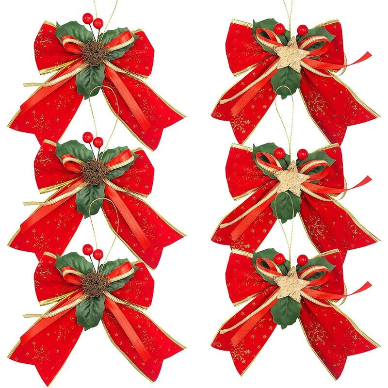 Juego de 6 lazos de arpillera roja para árbol de Navidad - Corona de Navidad grande - Para decoración de fiesta de Navidad
Juego de 6 lazos de arpillera roja para árbol de Navidad - Corona de Navidad grande - Para decoración de fiesta de Navidad
