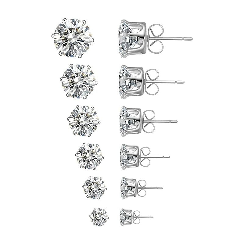 Juego de 6 pares de pendientes de tuerca, pendientes de acero inoxidable de circonita cúbica transparente para mujeres y hombres de 3 a 8 mm
Juego de 6 pares de pendientes de tuerca, pendientes de acero inoxidable de circonita cúbica transparente para mujeres y hombres de 3 a 8 mm