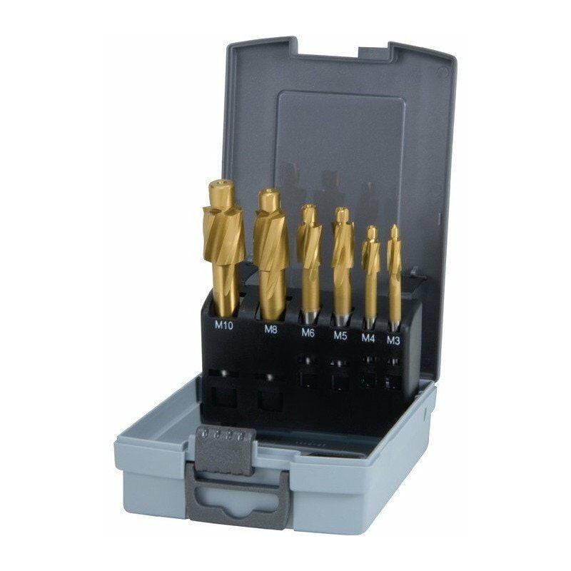 Juego de avellanadores DIN 373 M3-M10 mediano HSS TiN Z.3 Ku.-Kass. - Ruko 
Juego de avellanadores DIN 373 M3-M10 mediano HSS TiN Z.3 Ku.-Kass. - Ruko