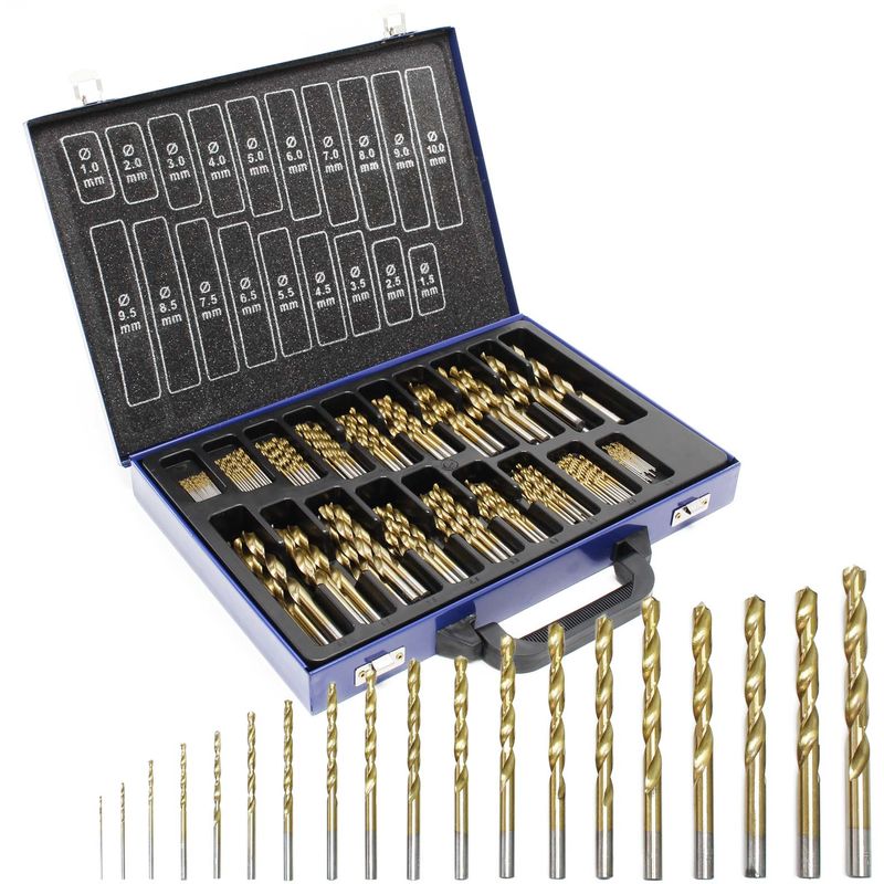 Juego de brocas en espiral 230 uds. HSS TiN 1-10mm Barrenas de taladro Perforar Taladrar Accesorios
Juego de brocas en espiral 230 uds. HSS TiN 1-10mm Barrenas de taladro Perforar Taladrar Accesorios