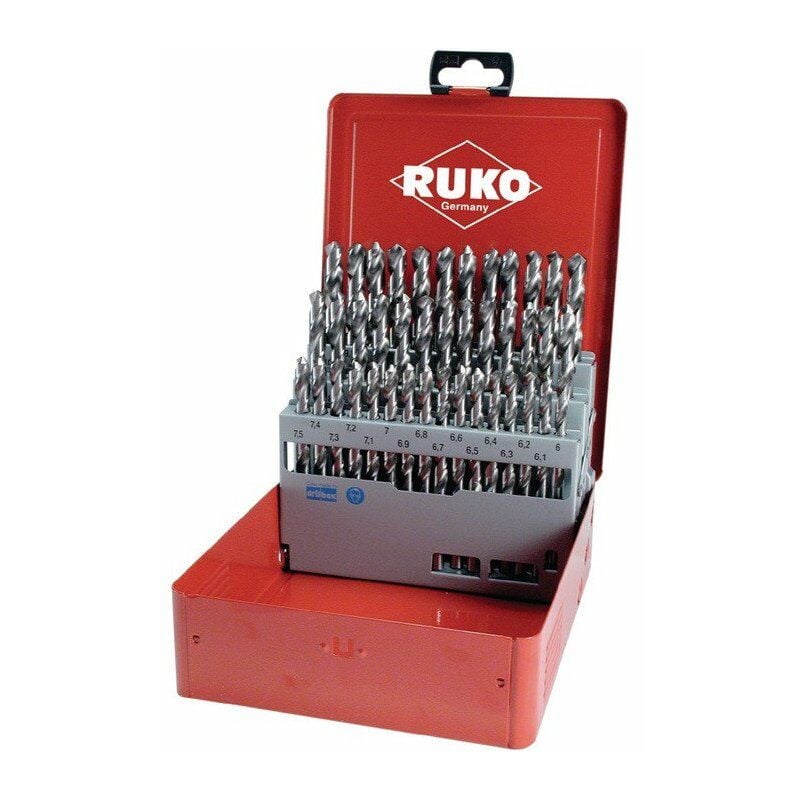 Ruko - Juego de brocas helicoidales DIN 338 tipo N D.6-10mmx0.1mm HSS 41 piezas, caja metálica
Ruko - Juego de brocas helicoidales DIN 338 tipo N D.6-10mmx0.1mm HSS 41 piezas, caja metálica