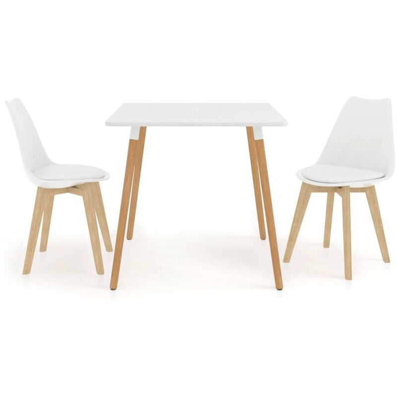 Happyshopping - Juego de comedor 3 piezas blanco
