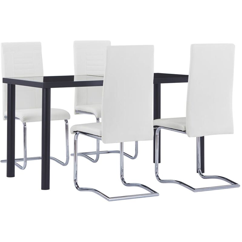 Juego de comedor 5 piezas cuero sintético blanco