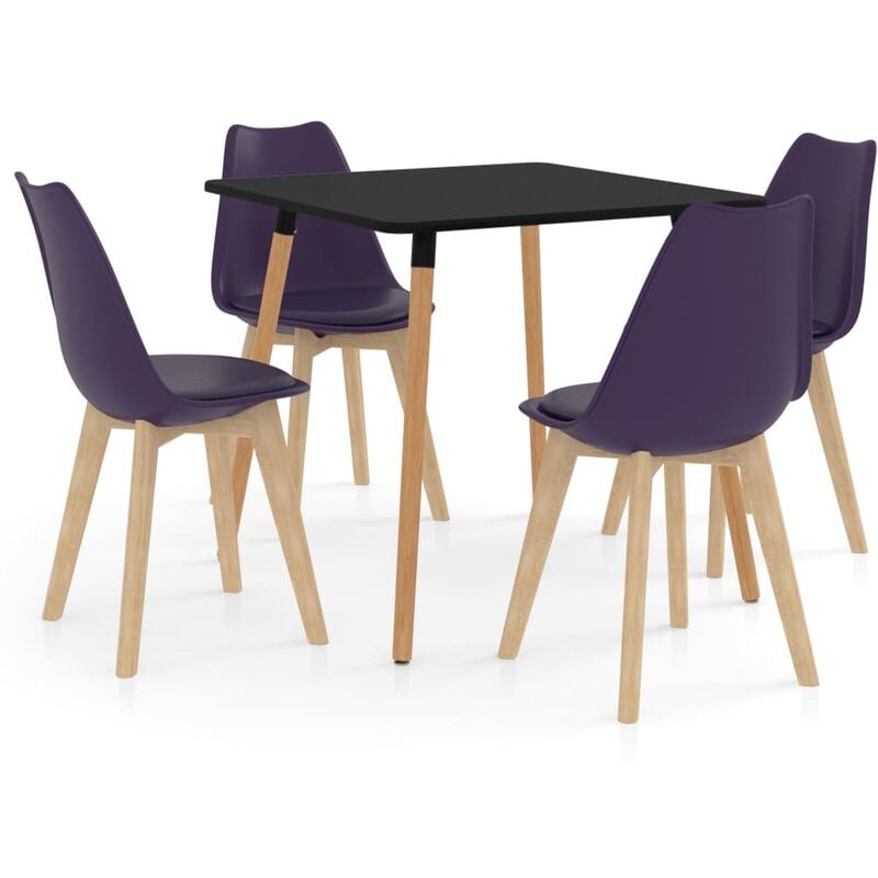 Juego de comedor 5 piezas morado oscuro