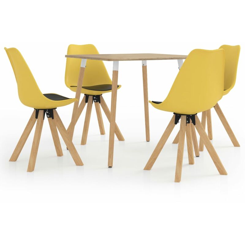 Juego de comedor 5 piezas negro y amarillo
