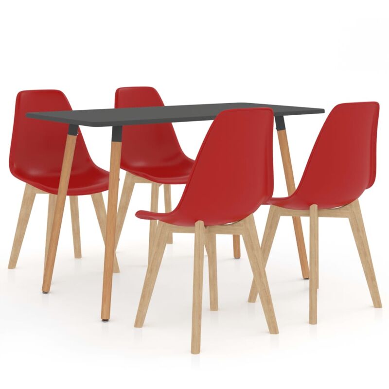 vidaXL Juego de Comedor 5 Piezas Rojo Modelo 3 - Rojo