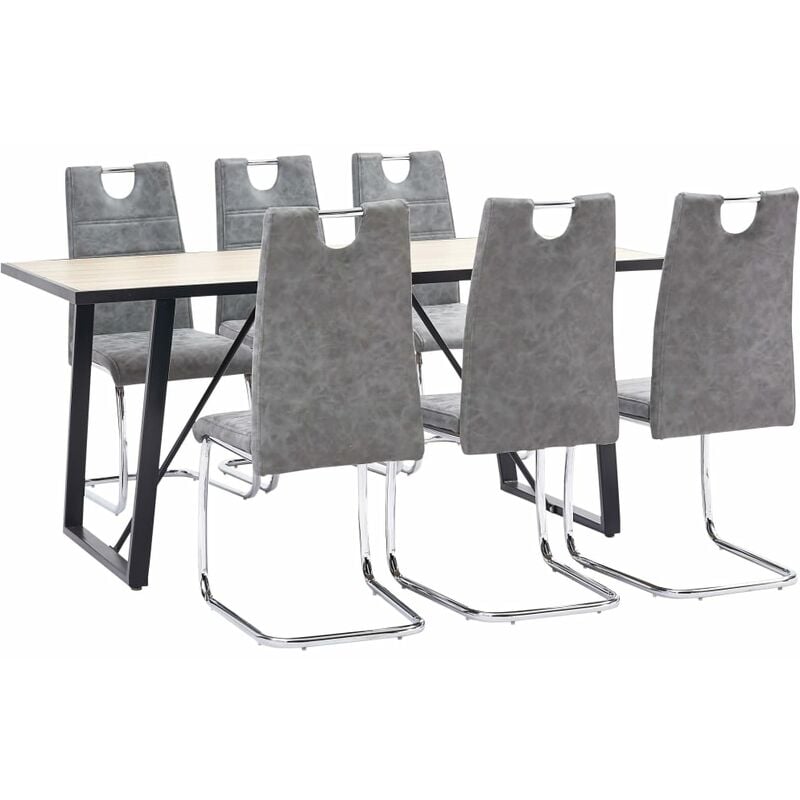 vidaXL Juego de Comedor Cuero Sintético 7 Piezas Gris - Gris 
vidaXL Juego de Comedor Cuero Sintético 7 Piezas Gris - Gris