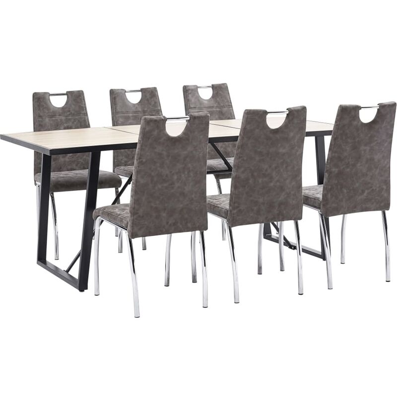 Vidaxl - Juego de Comedor Cuero Sintético 7 Piezas Marrón - Marrón