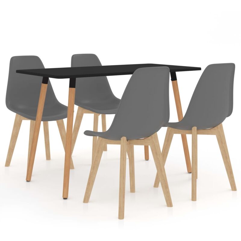 vidaXL Juego de Comedor 5 Piezas Gris Modelo 2 - Gris