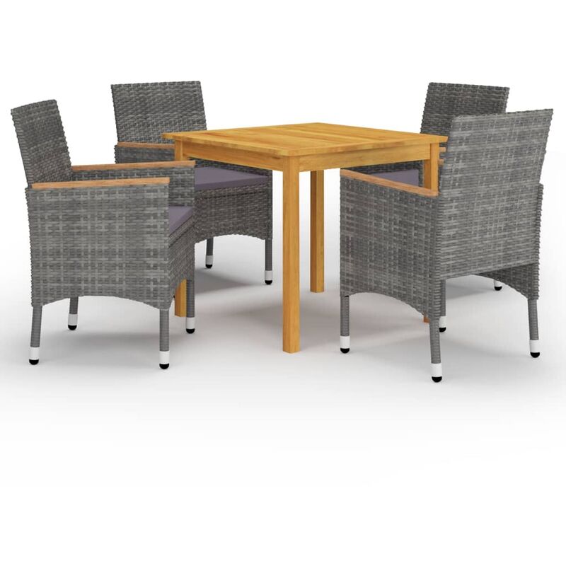 Juego de comedor de jardín de 5 piezas gris - Gris