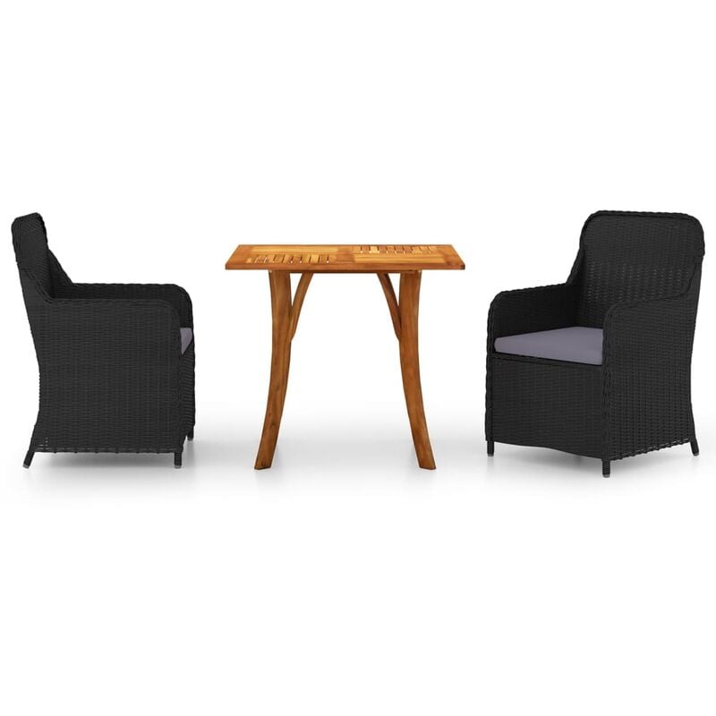 BHD - Juego de comedor para jardín 3 piezas negro