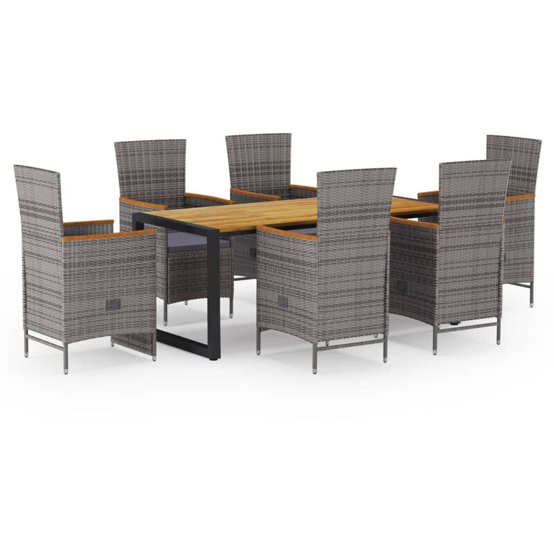 BHD - Juego de comedor para jardín de 7 piezas gris
BHD - Juego de comedor para jardín de 7 piezas gris