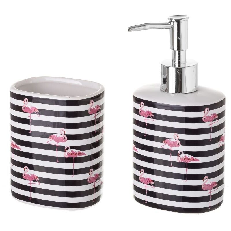 Lolahome - Juego de dispensador y portacepillos de baño flamenco de cerámica exótico rosa
Lolahome - Juego de dispensador y portacepillos de baño flamenco de cerámica exótico rosa