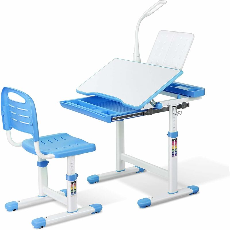 Juego de Escritorio en Altura Ajustable para Niños de 3 a 14 años,Escritorio Infantil ergonómico con Lámpara LED y Soporte de Lectura (Azúl)
Juego de Escritorio en Altura Ajustable para Niños de 3 a 14 años,Escritorio Infantil ergonómico con Lámpara LED y Soporte de Lectura (Azúl)
