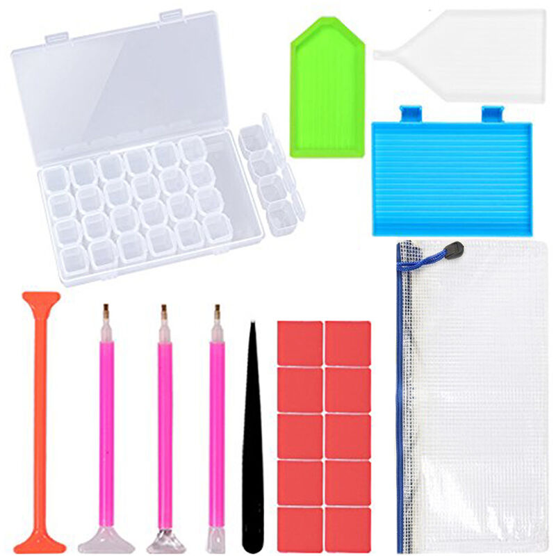 Juego de herramientas de pintura de diamantes DIY, juego de bandeja de plastico con pegamento para boligrafos, accesorios de costura de punto de cruz
Juego de herramientas de pintura de diamantes DIY, juego de bandeja de plastico con pegamento para boligrafos, accesorios de costura de punto de cruz