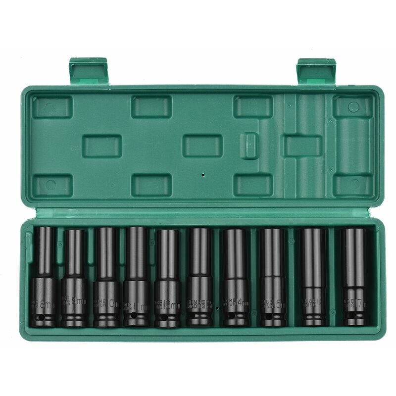 Happyshopping - Juego de llaves de vaso de impacto hexagonales de 1/2 pulgada, 10 piezas de vaso profundo, tamanos metricos, acero al carbono de 8-17
Happyshopping - Juego de llaves de vaso de impacto hexagonales de 1/2 pulgada, 10 piezas de vaso profundo, tamanos metricos, acero al carbono de 8-17