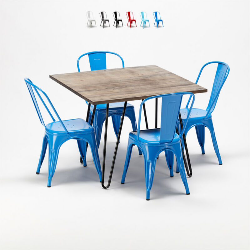 Ahd Amazing Home Design - Juego de mesa cuadrada de madera y sillas metálicas de diseño Tolix industrial Bay Ridge | Color: Azul Marino
Ahd Amazing Home Design - Juego de mesa cuadrada de madera y sillas metálicas de diseño Tolix industrial Bay Ridge | Color: Azul Marino