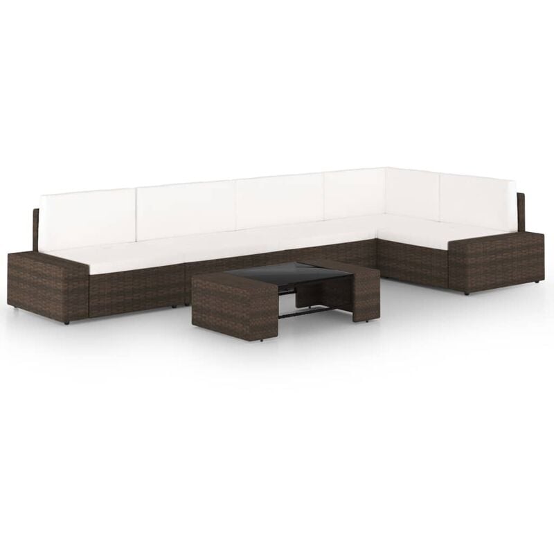 Juego de muebles de jardín 6 piezas ratán sintético marrón