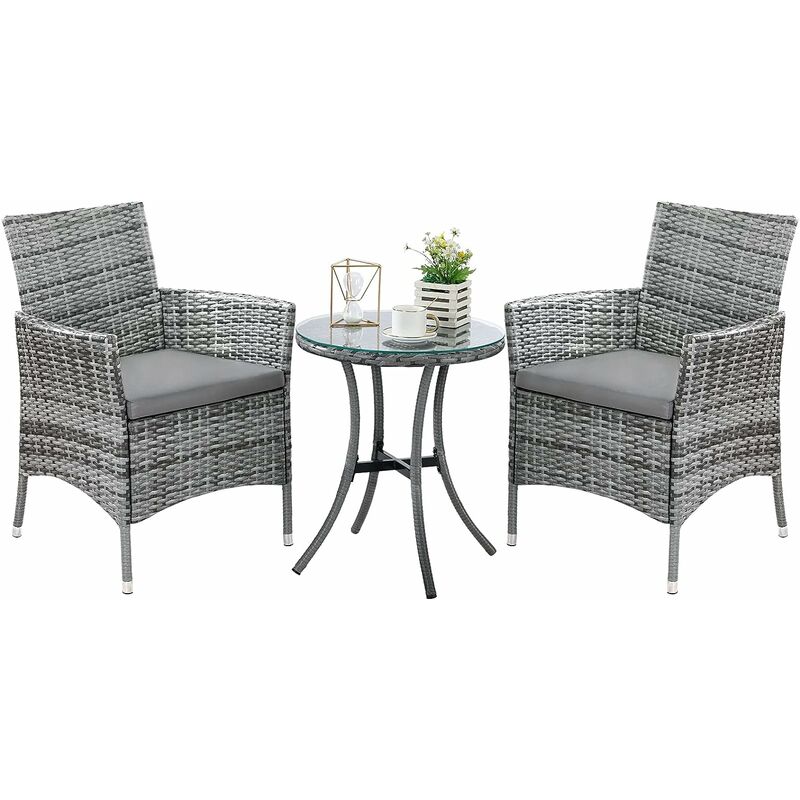 Juego de Muebles de Jardín de 3 Piezas, Juego de Muebles de Polirratán, Conjunto de Asientos para Balcón, Mesa de Cristal, 2 Sillones, Marco de Metal
Juego de Muebles de Jardín de 3 Piezas, Juego de Muebles de Polirratán, Conjunto de Asientos para Balcón, Mesa de Cristal, 2 Sillones, Marco de Metal