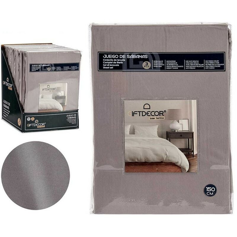BHD - Juego de Sábanas Cama de 150 Antracita (3 Piezas)