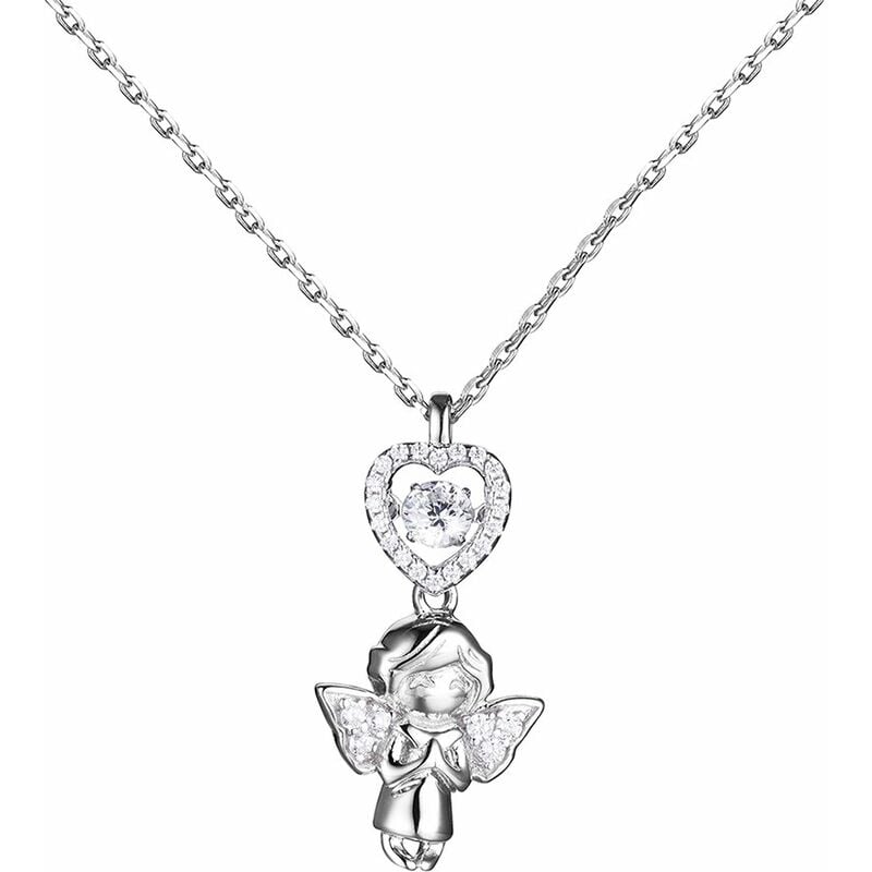 Fashionable S925 Colgante de plata de ley con colgante giratorio de circonita brillante, 18 pulgadas - Jure 
Fashionable S925 Colgante de plata de ley con colgante giratorio de circonita brillante, 18 pulgadas - Jure