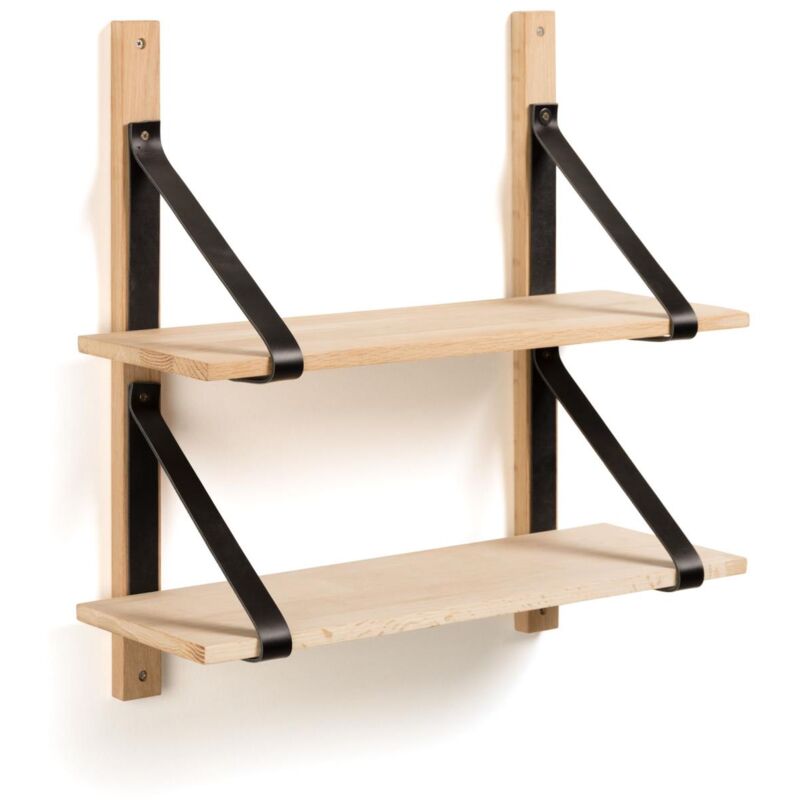 Kave Home - Estantería de pared Nazeli 60 x 60 con 2 estantes de madera de roble y tiras de piel en negro
Kave Home - Estantería de pared Nazeli 60 x 60 con 2 estantes de madera de roble y tiras de piel en negro