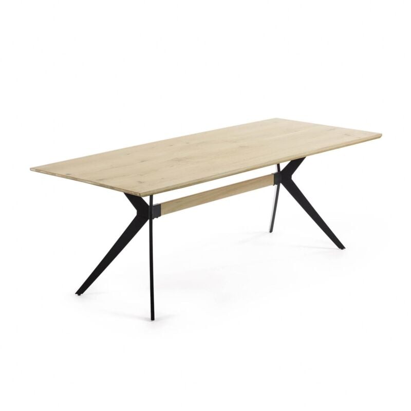 Mesa de comedor Amethyst rectangular 160 x 90 cm de madera maciza de roble acabado blanqueado y patas de acero en negro - Kave Home
Mesa de comedor Amethyst rectangular 160 x 90 cm de madera maciza de roble acabado blanqueado y patas de acero en negro - Kave Home