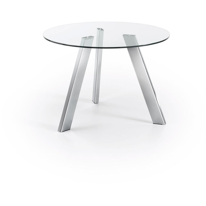 Mesa de comedor Carib redonda Ø 110 con sobre de cristal transparente y patas de acero cromado - Kave Home
Mesa de comedor Carib redonda Ø 110 con sobre de cristal transparente y patas de acero cromado - Kave Home