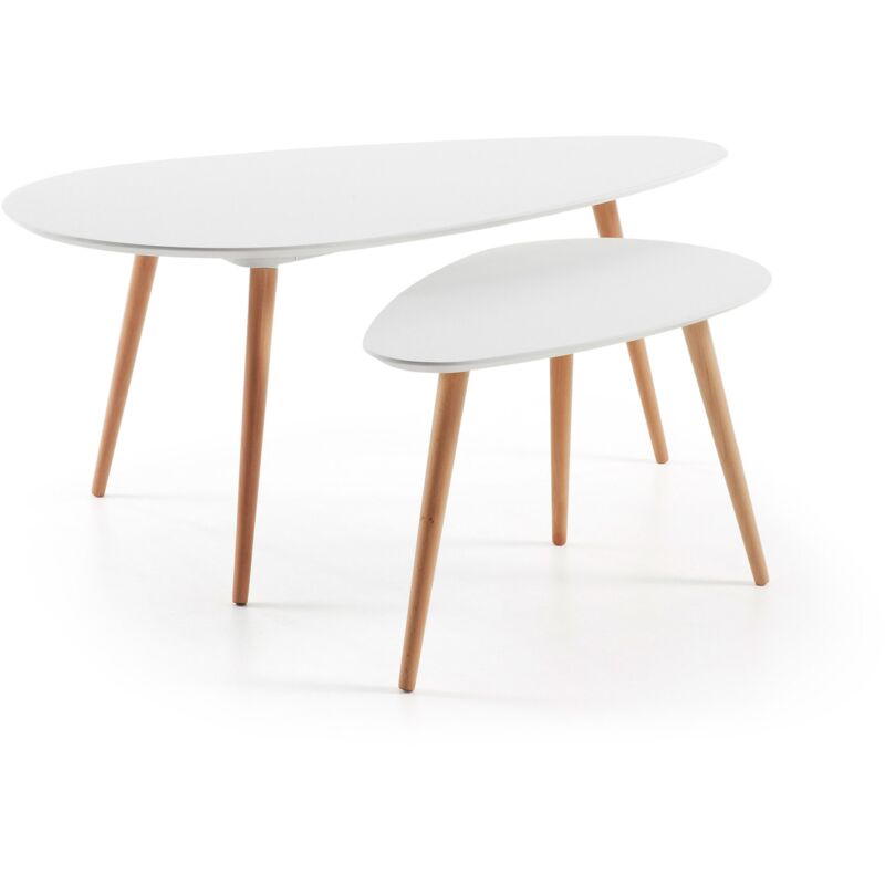 Kave Home - Set de 2 mesas auxiliares Kirb blanco oval 116 x 45 / 75 x 40 cm con patas de madera maciza de roble
Kave Home - Set de 2 mesas auxiliares Kirb blanco oval 116 x 45 / 75 x 40 cm con patas de madera maciza de roble