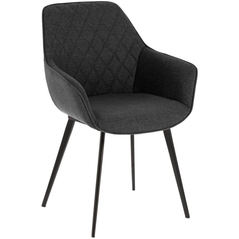 Silla de comedor Amira gris oscuro de tela antimanchas con reposabrazos y patas de acero en negro - Kave Home
Silla de comedor Amira gris oscuro de tela antimanchas con reposabrazos y patas de acero en negro - Kave Home