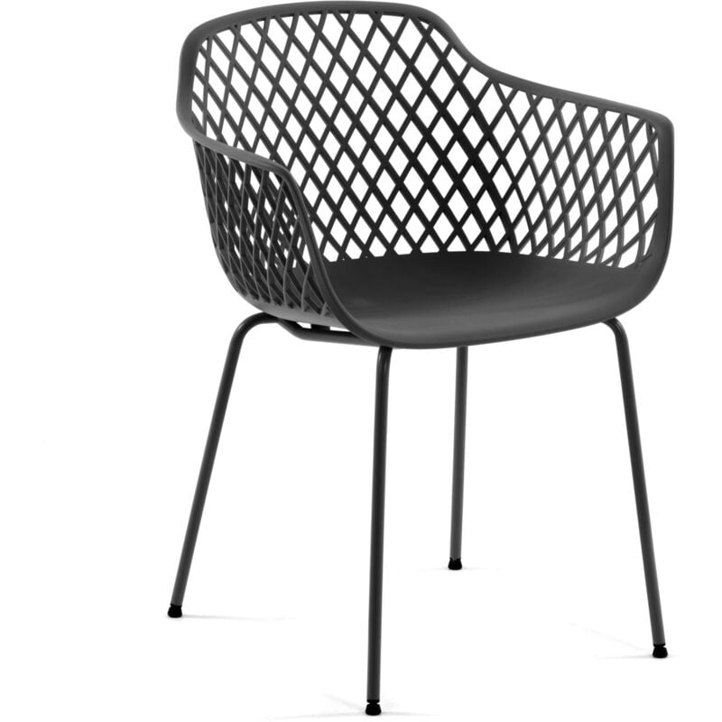 Silla de comedor Quinn gris oscuro de plástico con reposabrazos y patas de acero en negro - Kave Home
Silla de comedor Quinn gris oscuro de plástico con reposabrazos y patas de acero en negro - Kave Home