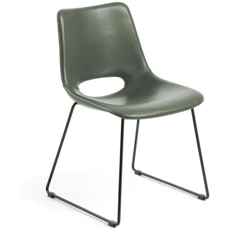 Kave Home - Silla de comedor Zahara verde de piel sintética y patas de acero en negro
Kave Home - Silla de comedor Zahara verde de piel sintética y patas de acero en negro