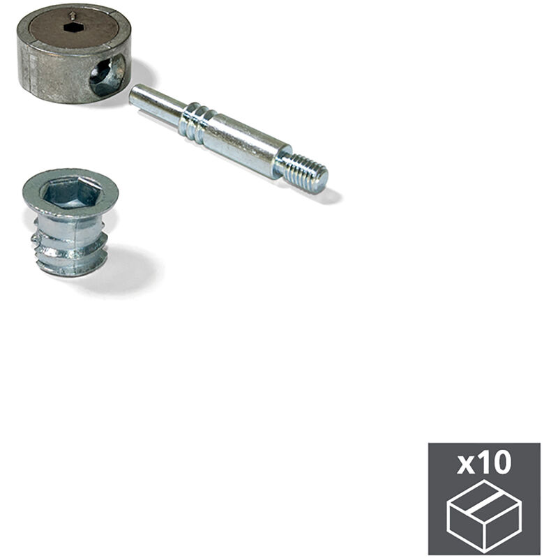 Cazoleta de unión de muebles + perno y tuerca M8, D. 35 mm, tablero 20 mm, Acero y zamak, 10 ud. - Zamak natural - Emuca
Cazoleta de unión de muebles + perno y tuerca M8, D. 35 mm, tablero 20 mm, Acero y zamak, 10 ud. - Zamak natural - Emuca