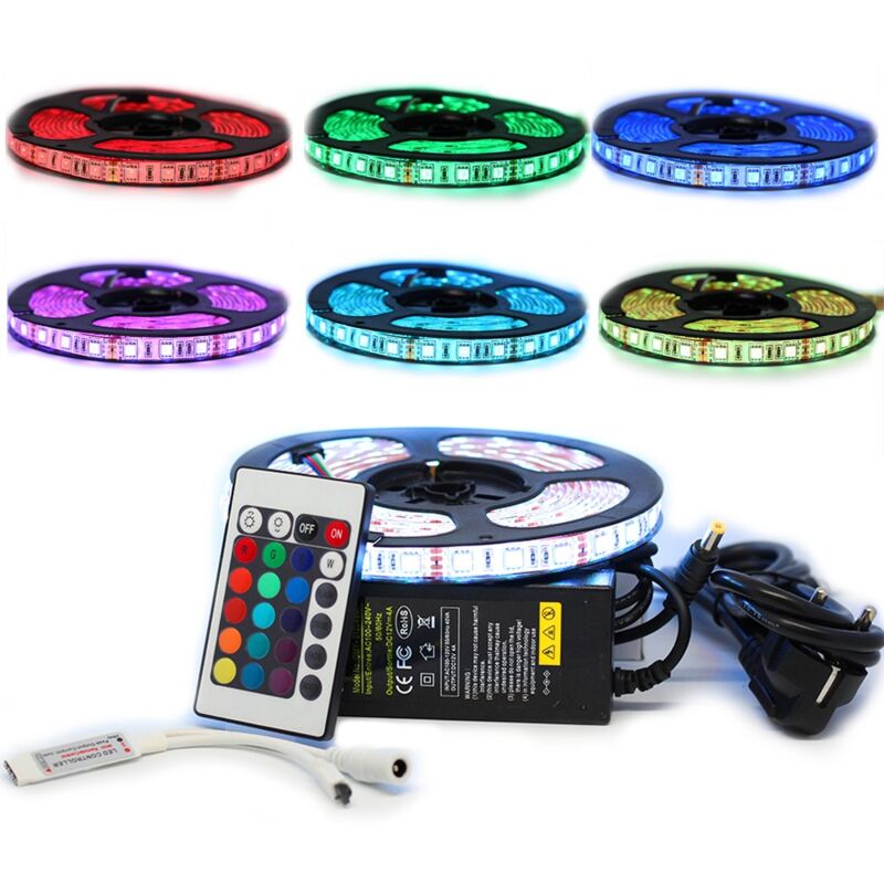 Kit de cinta profesional 5050 - 60 LED/m - 5 metros RGB a prueba de salpicaduras (IP65) con controlador RF y transformador
Kit de cinta profesional 5050 - 60 LED/m - 5 metros RGB a prueba de salpicaduras (IP65) con controlador RF y transformador