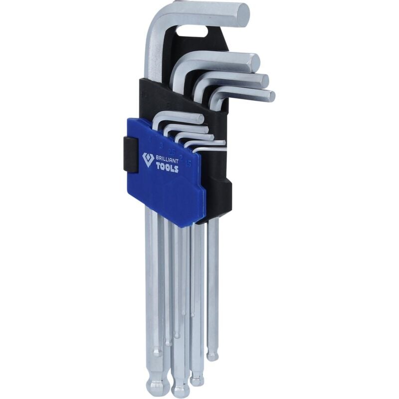 Brilliant Tools - KIT DE LLAVES DE HERRAMIENTAS BRILLANTE cortas con punta esférica - hexágono interior - 9pcs - BT045009
Brilliant Tools - KIT DE LLAVES DE HERRAMIENTAS BRILLANTE cortas con punta esférica - hexágono interior - 9pcs - BT045009